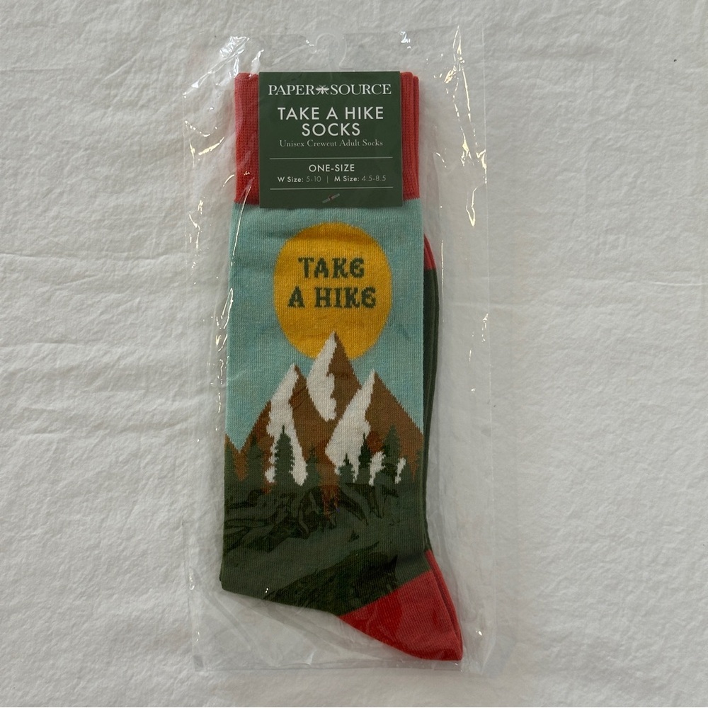 NEW Paper Source Take a Hike Cozy Casual Socks Multicolor Mountains